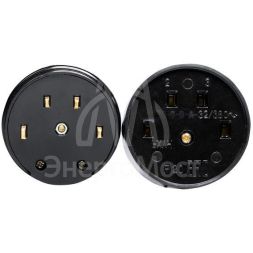 Разъем 1-м ОП РШ-ВШ 32А IP20 3P+PE 380В карболит. черн. PROxima EKF AS-380-O-04