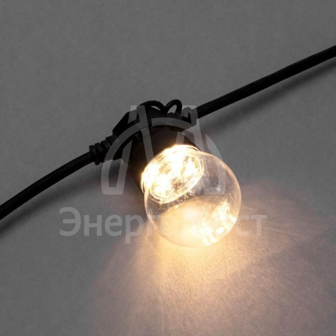 Гирлянда уличная &amp;quot;Лофт&amp;quot; 20 прозр. ламп х 5LED влагостойкая IP44 провод черн. каучук Neon-Night 331-357
