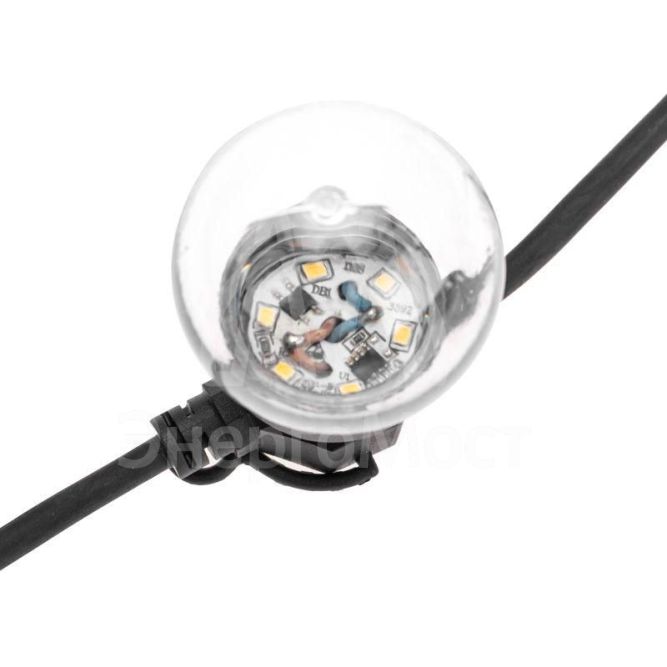 Гирлянда уличная &amp;quot;Лофт&amp;quot; 20 прозр. ламп х 5LED влагостойкая IP44 провод черн. каучук Neon-Night 331-357