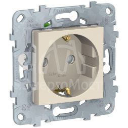 Механизм розетки UNICA NEW защ. шторки с заземл. с быстрозажим. клеммами 16А 250В беж. SchE NU505744