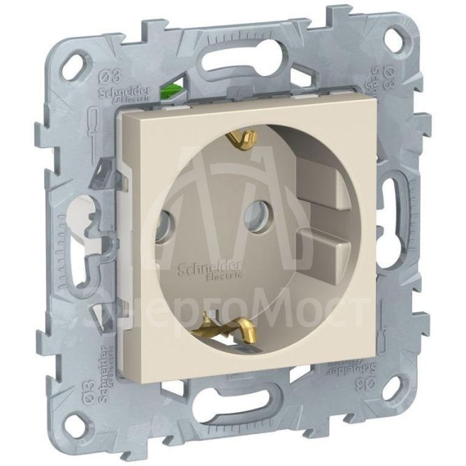 Механизм розетки UNICA NEW защ. шторки с заземл. с быстрозажим. клеммами 16А 250В беж. SchE NU505744