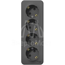 Розетка 4-м ОП BLANCA 16А 250В защ. шторки с заземл. изол. пласт. антрацит SchE BLNRA011416