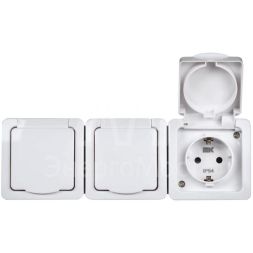 Розетка 3-м ОП Гермес Plus РСб23-3-ГПБб с защ. крышкой с заземл. IP54 бел. IEK ERMP32-K01-16-54-EC