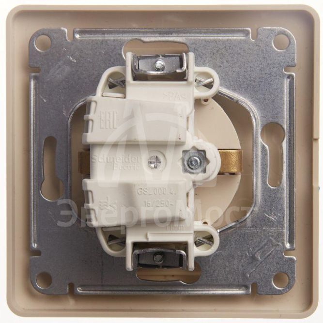Розетка 1-м СП Glossa 16А с защ. крышкой защ. шторки с заземл. в сборе IP20 беж. SchE GSL000246