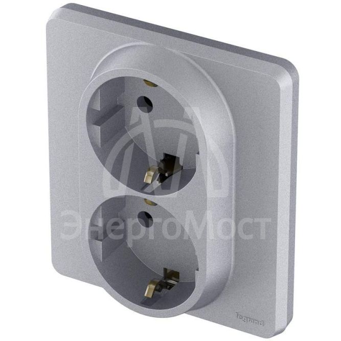 Розетка Inspiria 16А 250В 2х2P+E немецк. стандарт алюм. Leg 673752