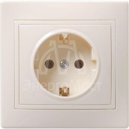 Розетка 1-м СП Кварта 16А РС10-3-ККм с заземл. IP20 крем. IEK ERK14-K33-16-DM