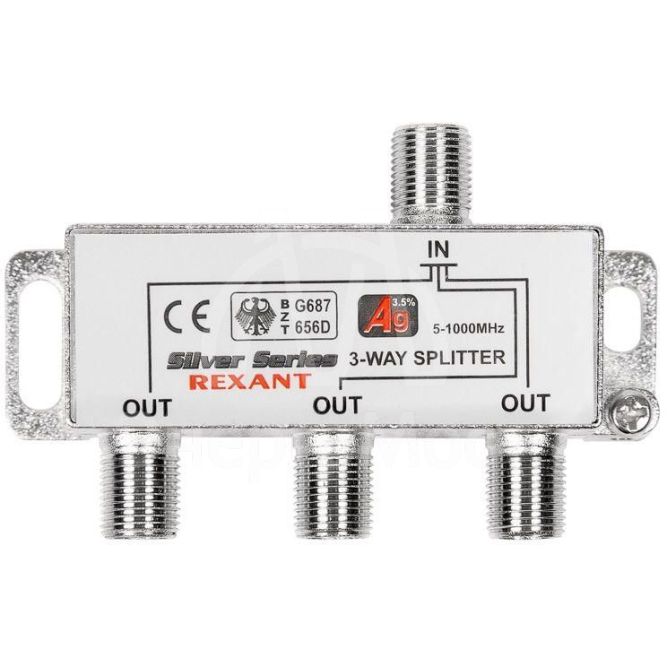 Делитель ТВ &amp;quot;краб&amp;quot; х3+4шт.F &amp;quot;BOX&amp;quot; 5-1000 МГц &amp;quot;Silver&amp;quot; Rexant 05-6102