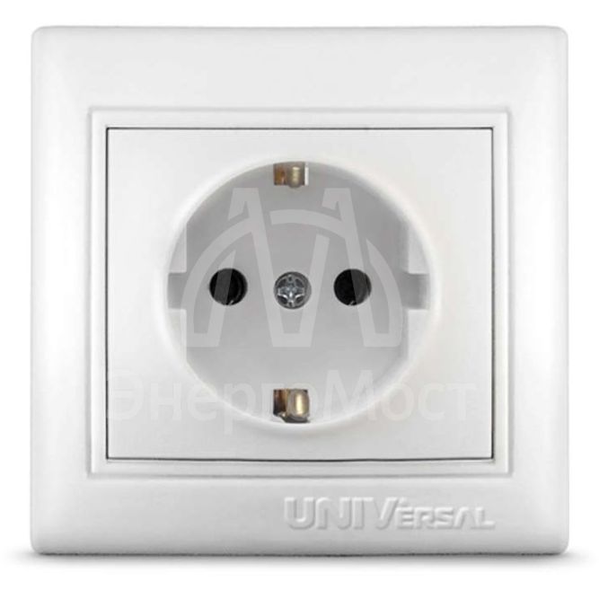 Розетка 1-м СП Севиль 16А с заземл. бел. UNIVersal С0028