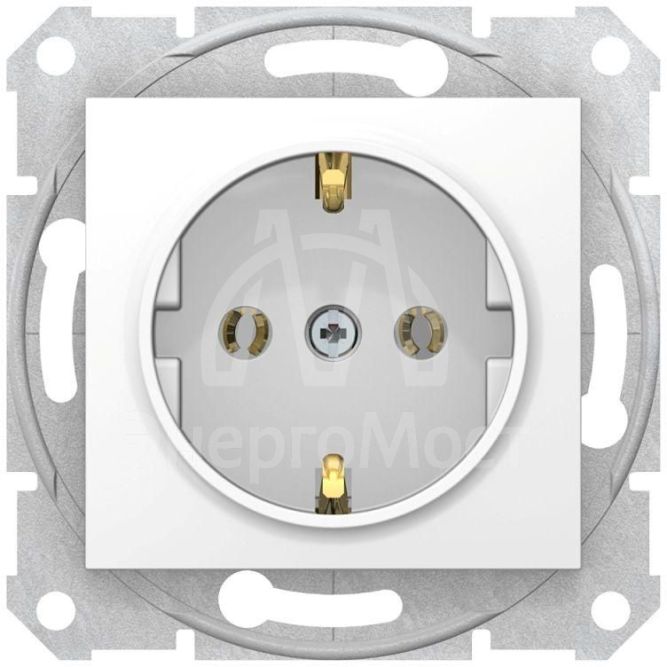 Механизм розетки 1-м СП Sedna без защ. шторок с заземл. бел. SchE SDN3000521