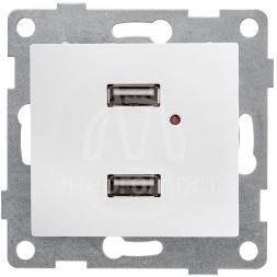 Розетка USB 2-м СП Bravo механизм бел. GUSI С10USB2-001