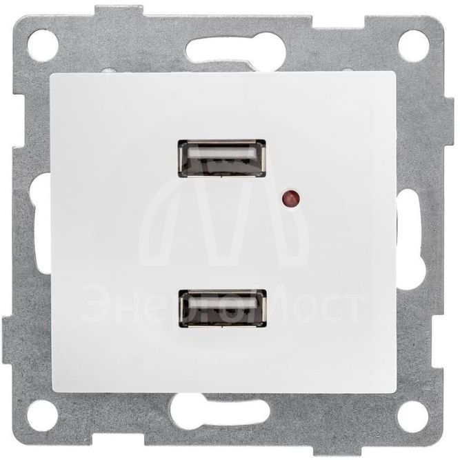 Розетка USB 2-м СП Bravo механизм бел. GUSI С10USB2-001