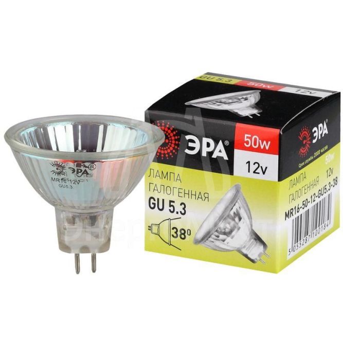 Лампа галогенная GU5.3-MR16-50W-12V-Cl ЭРА C0027358