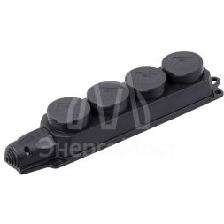 Розетка (колодка) 4-м Омега РБ34-1-0м IP44 с защ. крышкой каучук IEK PKR64-016-2-K02