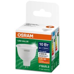 Лампа светодиодная LED G4 Value LVMR16100 10W/940 CRI95 10Вт 4000К 1000лм рефлектор прозр. GU5.3 170-250В OSRAM 4610590510061