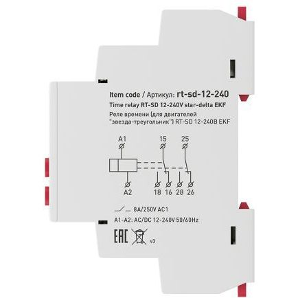 Реле времени RT-SD 12-240В для двигателей &amp;quot;звезда-треугольник&amp;quot; PROxima EKF rt-sd-12-240