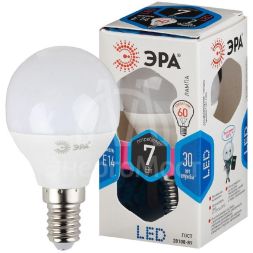 Лампа светодиодная P45-7w-840-E14 шар 560лм ЭРА Б0017222/Б0020551