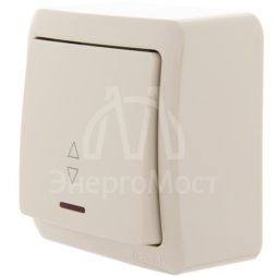 Выключатель проходной 1-кл. 1п ОП Viola 10А IP20 с подсветкой крем. LEZARD 751-0300-114