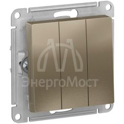 Механизм выключателя 3-кл. СП AtlasDesign 10А IP20 (сх. 1+1+1) 10AX шампань SchE ATN000531