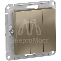 Механизм выключателя 3-кл. СП AtlasDesign 10А IP20 (сх. 1+1+1) 10AX шампань SchE ATN000531