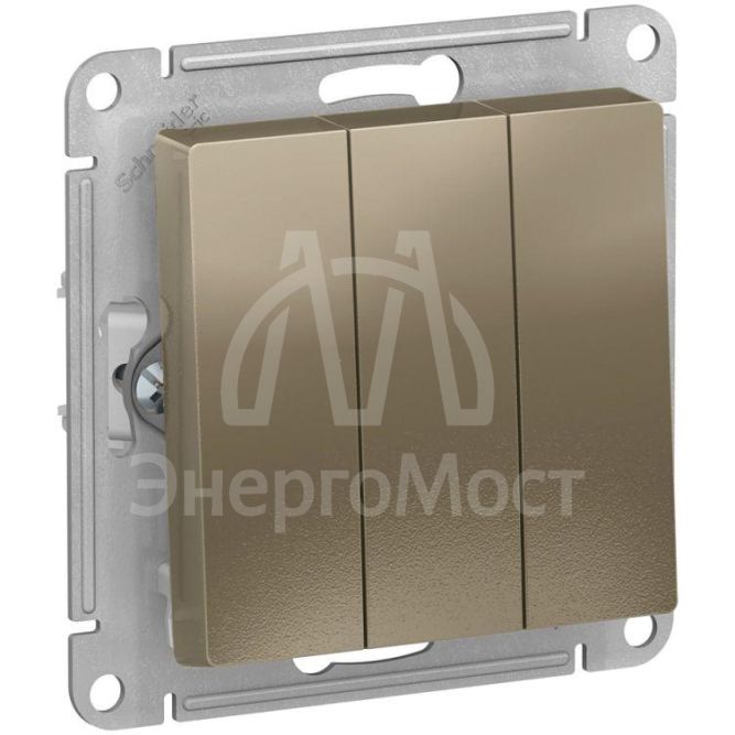 Механизм выключателя 3-кл. СП AtlasDesign 10А IP20 (сх. 1+1+1) 10AX шампань SchE ATN000531
