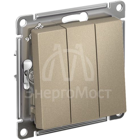 Механизм выключателя 3-кл. СП AtlasDesign 10А IP20 (сх. 1+1+1) 10AX шампань SchE ATN000531