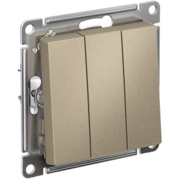 Механизм выключателя 3-кл. СП AtlasDesign 10А IP20 (сх. 1+1+1) 10AX шампань SchE ATN000531