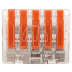 Клемма универс. многораз. 5-проводная (0.08-2.5 (4)кв.мм) (уп.40шт) прозрач. Rexant 07-5255-1