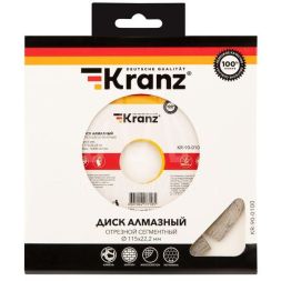 Диск алмазный отрезной сегментный 115x22.2мм Kranz KR-90-0100