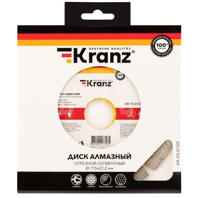 Диск алмазный отрезной сегментный 115x22.2мм Kranz KR-90-0100