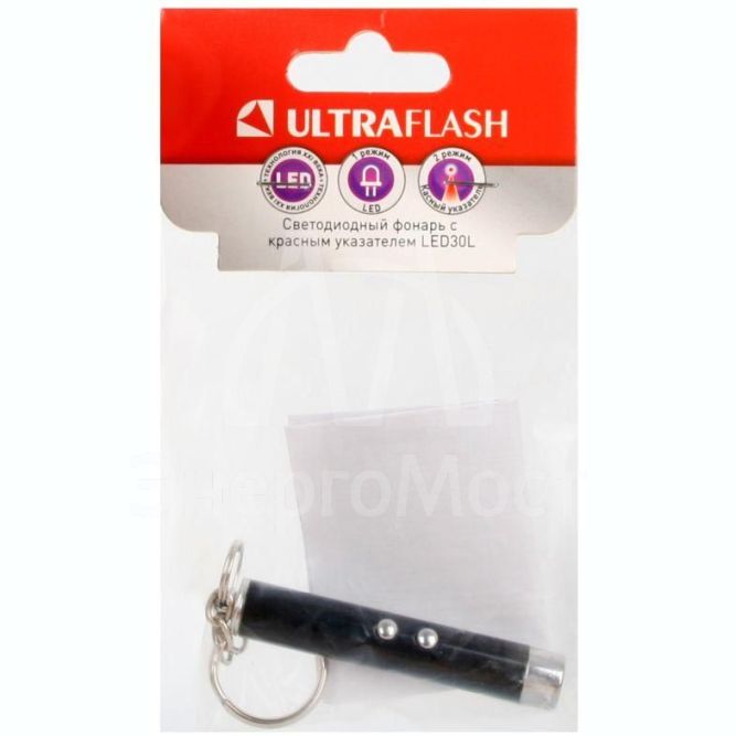 Фонарь LED30L (1LED+лазерная указка 3хAG3 блист-пакет черн.) Ultraflash 12325