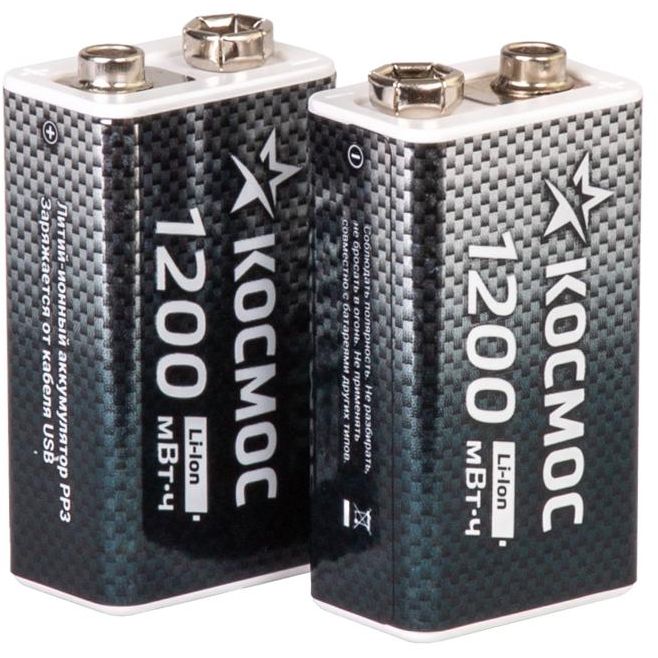 Аккумулятор крона Li-ion 9В 1200мВт.ч (блист.1шт) КОСМОС KOCLi9V1200mAh1BL