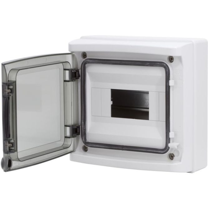 Щиток настенный ЩРн-п-8 8мод. IP65 с дверцей с клеммн. блоком 63А сер. DKC RB08W6TGD