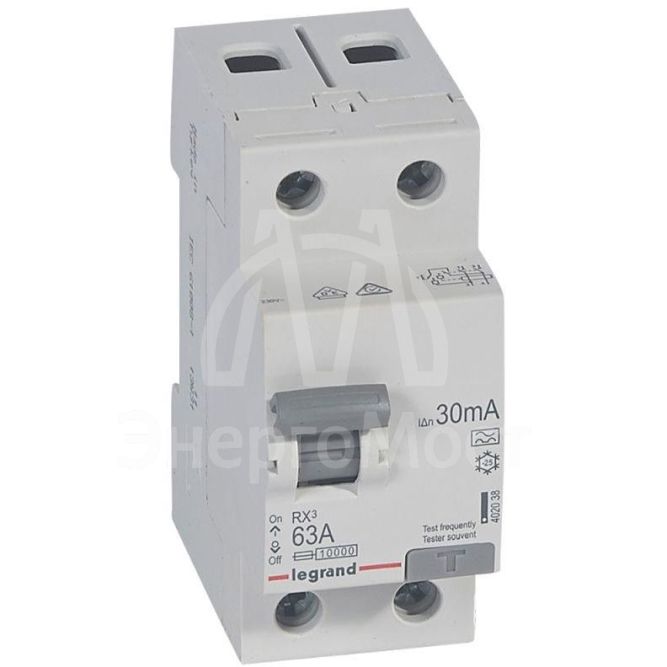 Выключатель дифференциального тока (УЗО) 2п 63А 30мА тип A RX3 Leg 402038