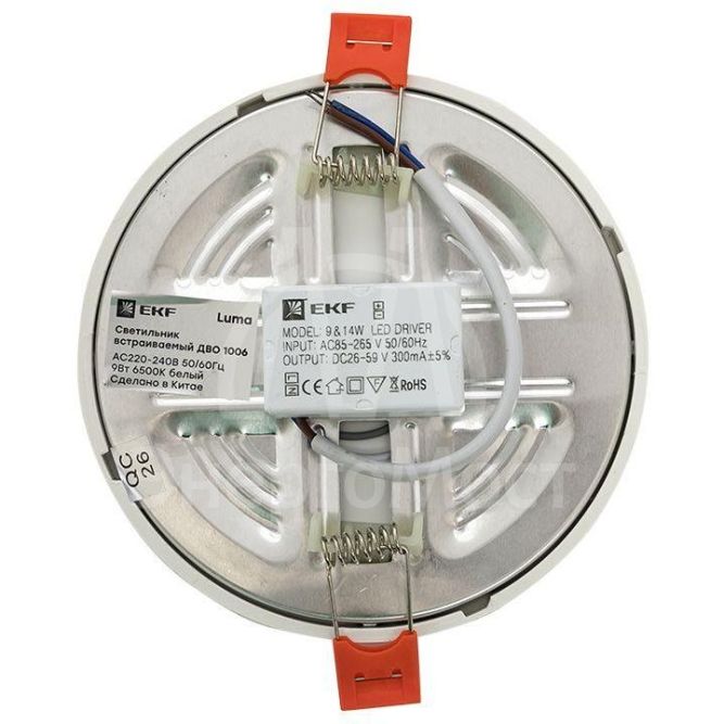 Светильник светодиодный ДВО 1006 9Вт 6500К IP20 встраив. Basic EKF DLL-1006-9-6500
