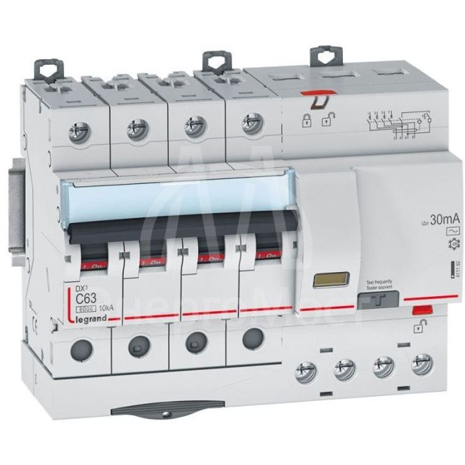 Выключатель автоматический дифференциального тока 4п C 63А 30мА тип AC 10кА DX3 7мод. Leg 411192