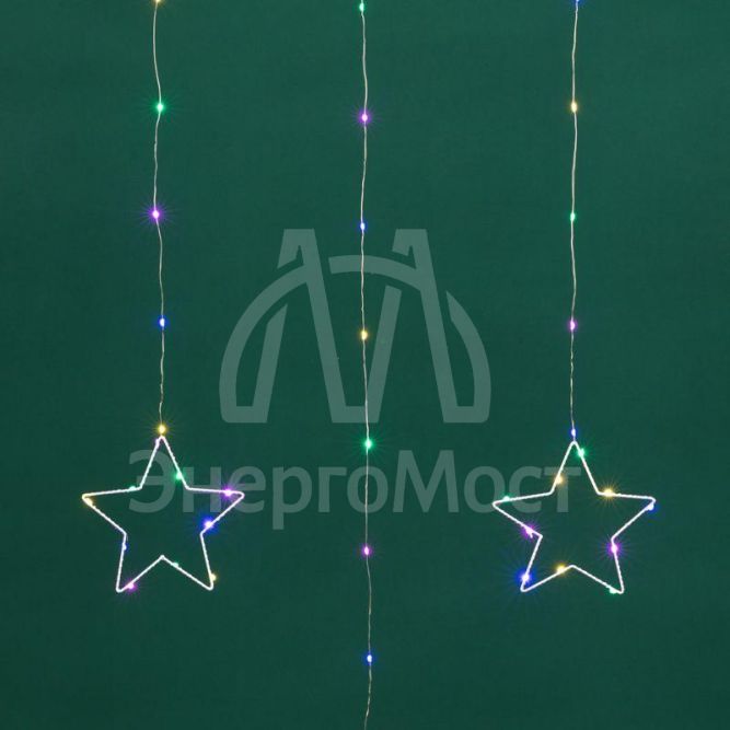 Гирлянда светодиодный занавес из росы с фигурами звезд IP20 USB + пульт управления мультиколор Neon-Night 315-849