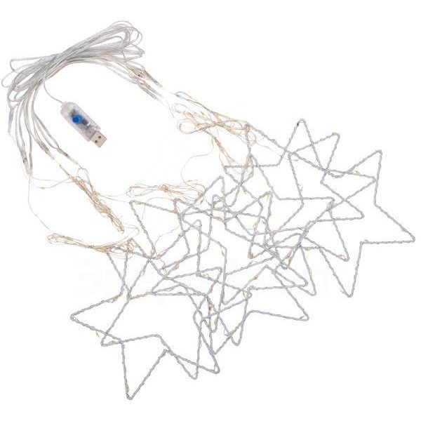 Гирлянда светодиодный занавес из росы с фигурами звезд IP20 USB + пульт управления мультиколор Neon-Night 315-849