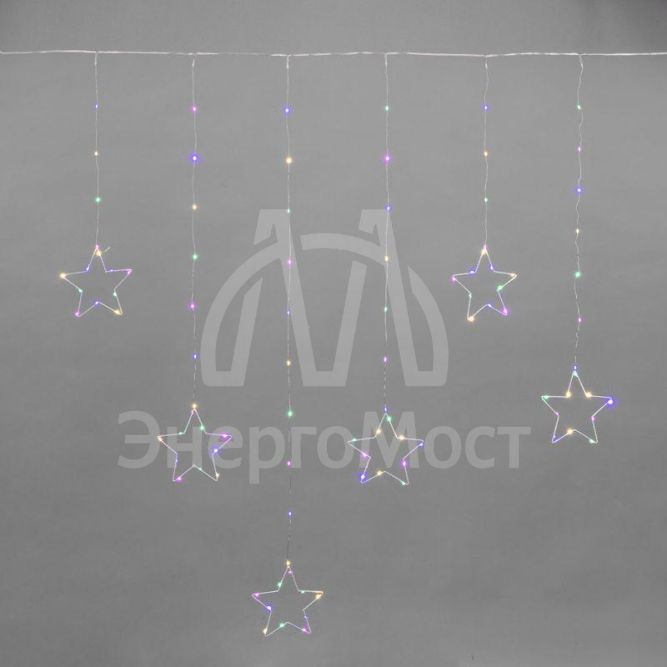 Гирлянда светодиодный занавес из росы с фигурами звезд IP20 USB + пульт управления мультиколор Neon-Night 315-849