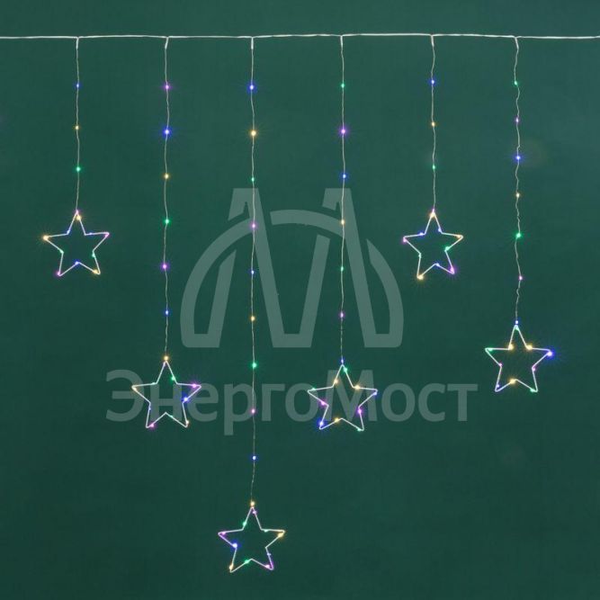 Гирлянда светодиодный занавес из росы с фигурами звезд IP20 USB + пульт управления мультиколор Neon-Night 315-849