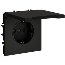Розетка 1-м СП S70 16А с заземл. защ. шторки + крышка механизм черн. матов. Voltum VLS040308