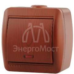 Выключатель 1-кл. ОП Nata 10А IP20 с подсветкой вишня LEZARD 710-0600-111