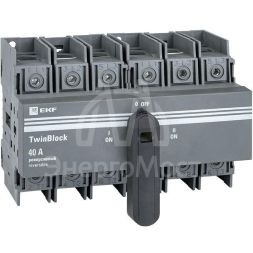 Рубильник 3п 40А реверсивный с рукояткой для прямой установки TwinBlock EKF tb-s-40-3p-rev