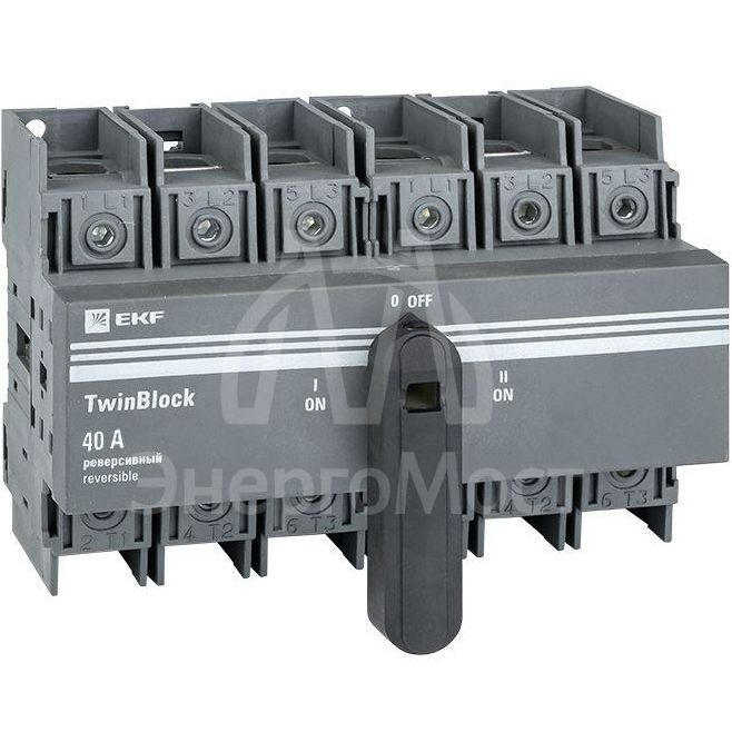 Рубильник 3п 40А реверсивный с рукояткой для прямой установки TwinBlock EKF tb-s-40-3p-rev