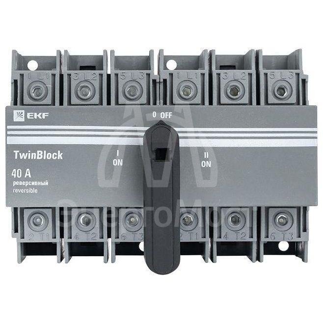 Рубильник 3п 40А реверсивный с рукояткой для прямой установки TwinBlock EKF tb-s-40-3p-rev