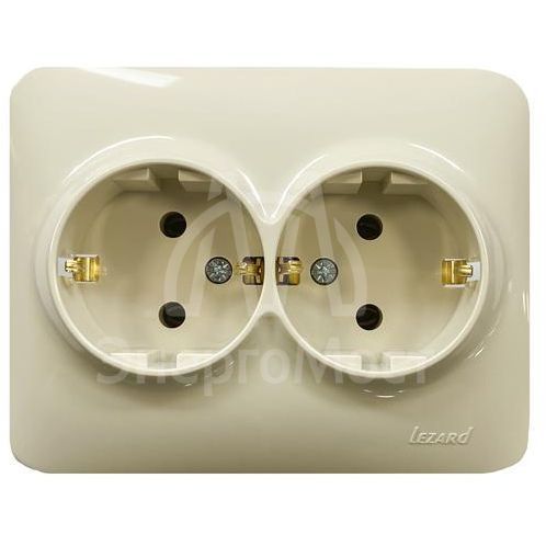 Розетка 2-м Karina Life с заземл. ПБТ крем. LEZARD 708-0300-127B