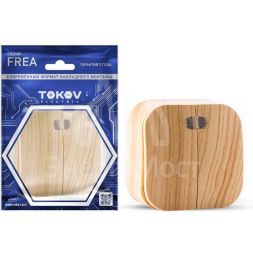 Выключатель 2-кл. ОП Frea 10А IP20 250В с индикацией АБС-пластик сосна TOKOV ELECTRIC TKE-FR-V2I-C25