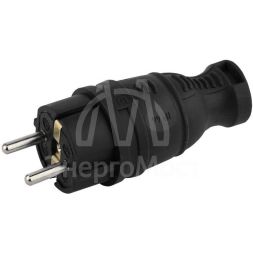 Вилка каучуковая с заземл. прям. 16А IP44 черн. Эра Б0044540
