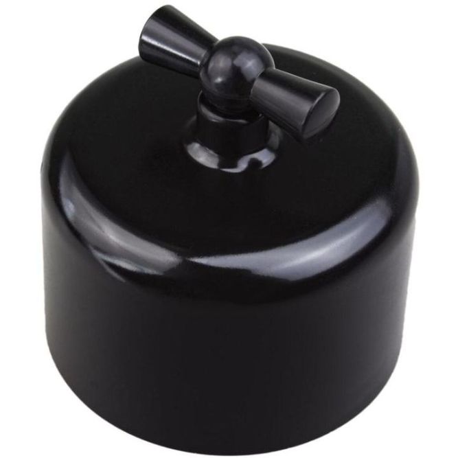 Выключатель проходной 1-кл. R пластик черн. Bironi R1-211-23