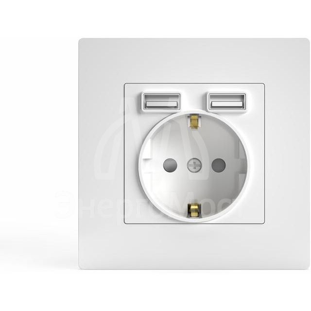 Розетка 1-м СП Pixel IP20 с заземл. с 2-мя заряд. устр. USB тип A+C механизм бел. TOKOV ELECTRIC TKE-PX-R1U2AC-C01