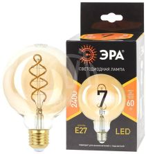 Лампа F-LED G95-7W-824-E27 spiral gold (филамент шар спир. зол. 7Вт тепл. E27) (20/560) ЭРА Б0047663